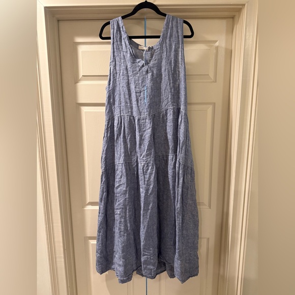 CP Shades Cove Blue Linen Sleeveless V Neck Maxi Dress - Size extra large NWOT - Picture 1 of 2